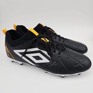 Umbro Tocco II Premier FG Soccer‎ Cleats Black/White/Saffron Size 13